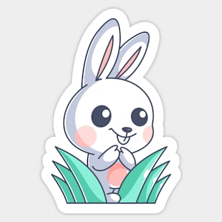 Cute bunny hiding in the grass Sticker